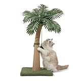 Furlogy Kratzsäule für Katzen, 92 cm hoher Kratzstamm mit gebogener Form, 3 interaktiven Bällen & Sisalseil – Kratzbaum für Wohnungskatzen, flexibel kombinierbar, Cat Scratching Post (Stil B)