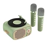 Kleagary Old Fashioned Vintage A Small Bluetooth Speakers with Clock Portable Mini Bluetooth Speakers with Wireless Microphone C