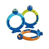 Zoggs Dive Rings Tauchringe, Tauchspielzeug für Kinder (3er-Pack, Blau/Limette/Orange) – Sicheres Wasserspielzeug für Kinder Outdoor zur Wassergewöhnung, Planschbecken & Pool Spielzeug