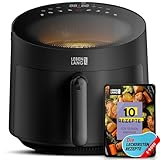 LEBENLANG Heißluftfritteuse 5L & 1500W - Inkl. Rezeptbuch & 8 Programme I Ölfreie & Fettfreie Friteuse Heißluftfriteuse I Heissluftfriteuse Air Fryers Airfryer I Heißtluft Heissluft Grill Fritöse
