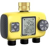 Johgee Bewässerungscomputer 3 Ausgänge mit Messing Einlass, 3 Zone Bewässerungsprogramme Garten Bewässerungsuhr, Automatische Bewässerung Zeitschaltuhr Regenverzögertem/Manuellem/Automatischem Modus