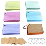 Gentpovth 600PCS A8 Linierte Karteikarten, Neonfarbener Lernkarten mit gestanzten Löchern, vokabelkasten Karteikarte, Unterwegs Vokabel Lernen, Formeln und Notizen, für Büro, Präsentation, Vortrag