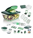 Genius Nicer Dicer Chef 34-in-1 Multifunktions-Profi-Gemüseschneider mit Glasschale und Tomatenschneider | Teigwaren, Scheiben, Streifen, Spiralen, Julienne