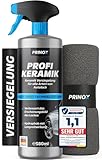 Prinox Profi Keramikversiegelung Auto Set 550 ml inkl. Mikrofasertuch - Keramik Versiegelung für perfekten Glanz mit Versiegelungs-Effekt - Premium Lackversiegelung, Flüssigglas für alle Lacke