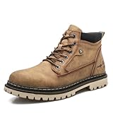 Xuanke Herren Stiefelette Schnürstiefeletten Motorrad Stiefel Mode Casual Arbeitsstiefel Weiche 38-48EU (Braun, Erwachsene, Herren, 43, Numerisch, EU Schuhgrößensystem, M)
