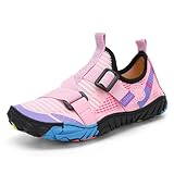 Wasserschuhe Quick Dry Aquaschuhe für Schwimmen, Wandern, Strand & Wassersport - Atmungsaktive Barfußschuhe mit verstellbaren Riemen & Anti-Rutsch-Sohle, rose, 44 EU