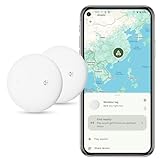Android AirTag GPS Tracker 2-Pack - Schlüsselfinder KeyFinder kompatibel mit Google Mein Gerät Finden APP (Android NUR),Bluetooth Smart Tag für Geldbörse,Gepäck,Brieftasche,Austauschbare Batterie