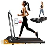 Laufband für Zuhause mit Neigung, Laufband Klappbar mit Steigung 3,0 PS Walking Pad Laufband Schreibtisch mit Bluetooth Audio, LCD-Anzeige, Fernbedienung und App, Geschwindigkeit 1-6km/h