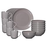 Ritzenhoff & Breker Levi Frühstücks-Set für 6 Personen, 18-teilig, Frühstücks-Service in rustikalem Stil, Spülmaschinenfest, Porzellan, Grau