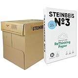 Steinbeis No. 3 Druckerpapier – 2500 (5 x 500) Blatt DIN A4 Recycling-Papier 80 g/m², Weiß & Chlorfrei, hochwertiges Kopierpapier ISO 90 / CIE 110