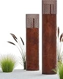 BENTSON Windlichtsäule I 2er Set I Deko-Säule für Garten im Rost Industrial Design I Windlicht für draußen und drinnen I Laterne inklusive Kerzen I Orientalisch I 95cm + 75cm