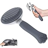 Zivacate Katzenbürste Hundebürste [Ergonomischer Griff & Ein-Klick-Reinigung & Patented Design] Selbstreinigende Bürste Für kurz- & langhaarige Hunde/Katzen/Kaninchen, Unterwollbürste(dunkelgrau)