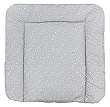 TupTam Baby Wickeltischauflage mit Baumwollbezug Gemustert, Farbe: Kleine Sterne/Grau, Größe: 70 x 50 cm