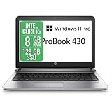 HP ProBook PC Notebook Intel i5 6th, RAM 8 GB, SSD 128 GB, Display 13,3 Zoll, WiFi, BT, Cam, Windows 11 Pro + Libre Office (Generalüberholt)