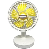 Patabit Tischventilator | Leiser USB-Ventilator | Tragbarer Mini-USB-Ventilator mit Akku, wiederaufladbar, Schreibtisch, Büro, Camping, Wohnmobil, USB-Ladekabel im Lieferumfang enthalten (Weiß, Tisch)