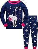 Qzrnly Mädchen Schlafanzug Giraffe Baumwolle Kinder Langarm Pyjama,Mehrfarbig (Pattern 4),9 Jahre