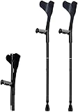 Gehkrücke für Erwachsene, Unterarmgehstütze, faltbar, Aluminium, 10 höhenverstellbar, medizinischer Gehstock für Männer und Frauen, Krücke (Schwarz, 2 Stück)
