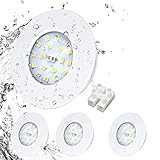 HiBay LED Einbaustrahler Bad Ultra Flach LED Badeinbaustrahler IP44 Neutralweiß 5W 230V 4500K, Einbauleuchten für das bad 60mm-65mm Rund Deckenspot Einbauspot 4er Set