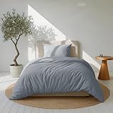 Dreamzie Bettwäsche Set 135x200 Mako Satin - Grau - 1 Bettbezug 135x200 cm mit 1 Kissenbezug 80x80 cm - Oeko-Tex Zertifiziert - Bettwäsche 135x200 Baumwolle 2teilig