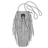 Fashion Fransentasche Damentasche PU Leder Franse Quaste Crossbody Bag Schultertasche Umhängetasche Damen klein Handytasche