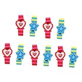 TOYANDONA 10 Stück Teiliges Holzarmbanduhr für Umweltfreundlich Bunte Cartoon Designs Langlebig und Sicher Pädagogisch für Jungen und Mädchen