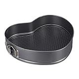 Relaxdays XL Backform Herz, romantische Kuchen & Torten, antihaft, Springform, BxT: 28,5 x 25 cm, Carbonstahl, anthrazit