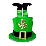 St. Patrick's Day Hut, St. Patrick's Day Top Hüte Für Männer Mit Irischen Beinen,Hut Irischer Mann, Filz Hut Für Faschingskostüme, Samtgrüner Zylinder Kleeblatthut St Patricks Day Hut