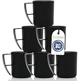 idea-station NEO Kunststoff Tassen Set 6 x 350 ml - schwarz matt - moderne und bruchsichere Kaffeebecher aus Plastik - ideale Campingtassen mit Henkel für unterwegs