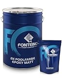 Fonteino 2K Schwimmbadfarbe Schwimmbeckenfarbe MATT Poolfarbe I für Schwimmbad, Pool, Becken, Brunnen I 20KG Lichtblau ähnl. RAL5012