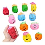 Relaxdays Stressball 8 cm, 12er Set, Grimasse/Haare, Antistressball knetbar für Kinder, Erwachsene, Knautschball, bunt
