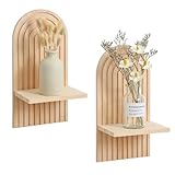 Puhui 2er-Set Boho Regenbogen Wandregal aus Holz - Deko Wand Regale, Bilder- & Fotoregal, Wanddeko, Deko Aesthetic Holzregal, Dekoration für Schlafzimmer, Wohnzimmer, Badezimmer, Küche, Büro - Natür