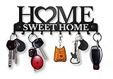 Schlüsselbrett Modern, Schlüsselhalter Wand, Schlüsselhaken Home Sweet Home, Schlüsselboard Schwarz mit 10 Haken, Schlüsselaufbewahrung, Key Holder Wall, Schlüsselleiste, Wanddeko Metall