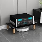 Premium HiFi-Regale mit Einlegeböden aus gehärtetem Glas und massiven Holzbeinen, schwarz, 1 Etage