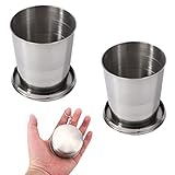 2 Stück Edelstahl Faltbare Metallbecher, Outdoor Tragbar Teleskop Becher, Faltbarer Reisebecher, Campingbecher für Reise Picknick Wandern Outdoor Wasser Tasse Kaffeetasse Bierkrug