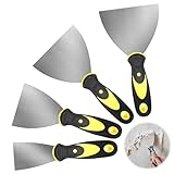 UKOFEW 4 Stück Putty Messer Spachtel Set,Edelstahl Malerspachtel mit Kunststoffgriff mit Aufhängeloch,für Tapeten/Abziehbilder/Trockenbau/Gips Schaben(1,5 Zoll; 3 Zoll; 4 Zoll; 6 Zoll)