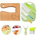Kindermesser 8-teiliges Kinder-Küchenmesser-Set zum Schneiden und Kochen von Obst oder Gemüse für Kleinkinder, inklusive Holzmesser Schneidebrett Schäler(Nilpferd)
