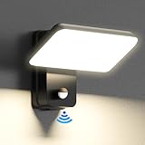 brightower 24W Außenwandleuchte Außenlampe mit Bewegungsmelder,IP65 LED Wandleuchte Außen Aluminium mit Schwenkbar LED Panel,Warmweiß 3000K Außenleuchte für Garten Terrasse (Schwarz 1 Stück)