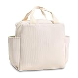 Lunchtasche Handtasche, Kühltaschen, Beige Thermotasche, Lunchbox Erwachsene, Lunch Tasche für Kinder, Lsolierte Mittagstasche mit Wasserfestem Futter für Arbeit, Picknick, Schule, 26×18.5×25cm