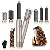 Journeyside Airstyler Set, Professioneller Warmluftbürste Set 1000W, Multifunktionaler Hairstyler mit 5 Ersatz, Lockenstab Automatisch, Glätteisen, Zum Styling, Volumisieren, Multistyle und Glätten