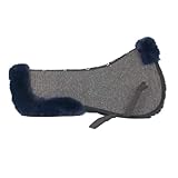 Outback Rider Kunstfell Sattelkissen Sattelunterlage Sattelpad, anatomische Form, synthetischem Fell, hohe Stoßabsorbation, Rückenschoner, Medium, Marine Blau