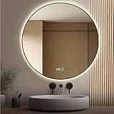 Lumoire® Neon Badezimmerspiegel Mit Beleuchtung - Rund - schwarzer Rand - Antibeschlag (100 cm)