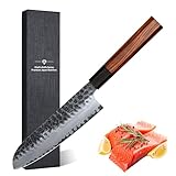 Dragon Creek 18cm Santoku japanisches Küchenmesser, Professionelles Kochmesser, multifunktional,Scharfe, hochwertige Fleischmesser,Holzgriff mit Geschenkbox, asia messer für Familie und Freund