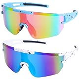 Virtue Yun 2 Stück Schnelle Brille, Fahrradbrille, Polarisierte Sport Sonnenbrille Fahrradbrille Winddicht UV 400 Schutzbrille für Radfahren Klettern Glof Freien