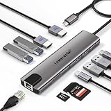 Aluminium Docking Station USB C Hub 2 HDMI, Gigabit Ethernet, 4 USB A, USB C 3.0, PD100W, SD TF, 1000Mbps RJ45 Lan Dock Usbc Adapter Macbook Dockingstation Laptop 2 Monitore für Lenovo HP Dell Surface