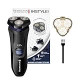 Remington Elektrischer Rasierer Herren [Trocken-Rasierapparat] R4 (Akkubetrieb, Comfort Detailtrimmer + Langhaarschneider + 3-TageBart-Aufsatz) Rotationsrasierer R4002