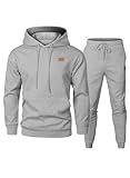 Elegancity Herren Jogginganzug Set Casual 2-Teiliger Trainingsanzug mit Kapuzenpullover und Herren Jogginghose Casual Sportanzug Pullover Hoodie Laufanzug mit Strukturmuster，Grau M