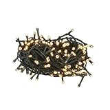 Glowster LED-Lichterkette mit 100 Lichtern, 11 m, betrieben mit 3 AA-Batterien, IP44, ideal für Innen- und Außendekoration bei Partys und Veranstaltungen.