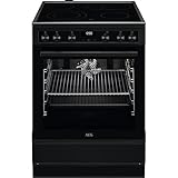 AEG CCB6446BBB 60 cm Standherd mit Glaskeramik-Kochfeld/Bräterzone/Mehrkreiskochzone/Versenkknebel/Touch-Bedienung/Grillfunktion/Display mit Uhr/A