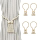 4 Stück Raffhalter für Vorhänge Magnetisch,Vorhang Raffhalter Raffhalter für Gardinen Handgestrickte,Gardinenband Gardinenraffer aus Holz, Vorhang Halter für Gardinen Home Büro Gardinen Deko