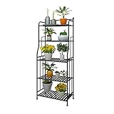 DAWNYIELD 5 Etagen Metall Pflanzenständer, Moderne Blumentopfhalterung mit Stahlrahmen, Lagerregal Innen Außen, Arbeitszimmer Home Organizer Regal für Bad Küche Schwarz